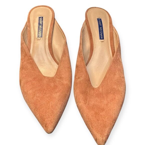 STUART WEITZMAN Women’s Terracotta Suede Lulah Mid-Heel Mules Size 10 - Picture 3 of 8